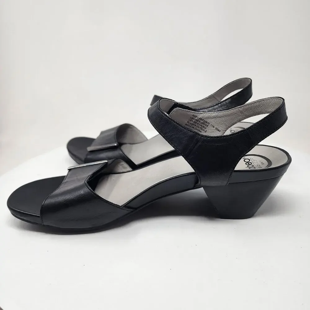 ABEO B.I.O. System Ruby Sandal 11 Narrow Black Leather Block Heel Comfort Shoes